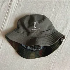 希少　archive　アーカイブ小物　271 TWO FOR ONE　リバーシブル　2way　迷彩　カモフラージュ柄×カーキグリーン　バケットハット　サファリハット　ロゴ刺繍タグ　Y2K　グランジ　ストリート　reversible safari hat