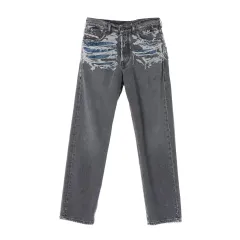 DIESEL ディーゼル ダメージ ストレート デニム パンツ ズボン グレー