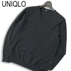 UNIQLO ユニクロ 秋冬 高級 カシミヤ100%★ セーター Vネック ニット Sz.M メンズ 灰 グレー
