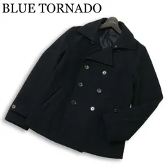 BLUE TORNADO トルネードマート 秋冬 メルトン ウール★ Pコート ピーコート Sz.LL　メンズ 黒のサムネイル