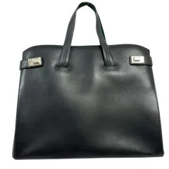 モラビト MORABITO ハンドバッグ トートバッグ オープントップ 台形 スクエア ステッチ シルバー金具 無地 フランス ブラック 黒 緑 グリーン