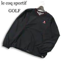 le coq sportif GOLF ルコック スポルティフ ゴルフ ロゴ刺繍★ Vネック ウインドブレーカー トレーナー Sz.L　メンズ 黒