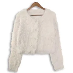 mystic ミスティック 秋冬★ ニット ショート カーディガン 羽織り Sz.F レディース 灰