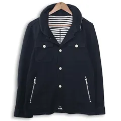 THE SHOP TK タケオキクチ 秋冬★ 裏地ボーダー カーディガン テーラード ジャケット Sz.L メンズ 紺