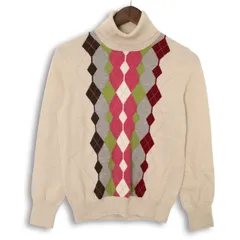 SCAPA スキャパ 秋冬 アーガイル柄★ セーター タートルネック ニット Sz.42 レディース