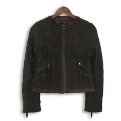 ZARA BASIC ザラ ベーシック 秋冬★ ツイード ヘリンボーン ノーカラー ジャケット ライダース風 Sz.S レディース