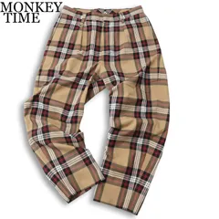MONKEY TIME モンキータイム ユナイテッドアローズ 秋冬 ウール★ チェック タック ワイド テーパード パンツ Sz.M メンズ