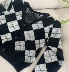 アーガイル クロップド カーディガン