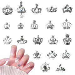 Sucodver ネイルパーツ 王冠 クラウン シルバー ラインストーン 20個 ネイルストーン デコパーツ ネイルアートパーツ キラキラ 可愛い 立体 ハンドメイド DIY 手芸 デザイン用品 1