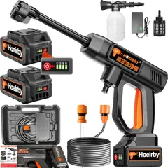 高圧洗浄機【2025新昇級版モデル 】高圧洗浄機 コードレス 充電式 8MPa ブラシレスモーター 洗車店監修 残量表示 PSE認証済み バッテリー2個 20000mAh マキタ電池互換 多機能6in1ノズル 軽量 小型 自吸式 洗車機 5m耐久ホース 厚手m