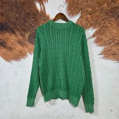 ヴィンテージ グリーン ケーブル編み ニット