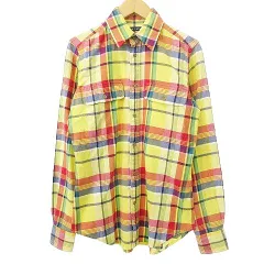 ラルフローレン RALPH LAUREN スリムフィット チェック シャツ 長袖 トップス 国内正規 4 Sサイズ 黄 イエロー