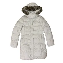 ZK35 UNIQLO ユニクロ ロングダウンコート ファー付き アイボリー ホワイトベージュ 防寒 レディース Sサイズ