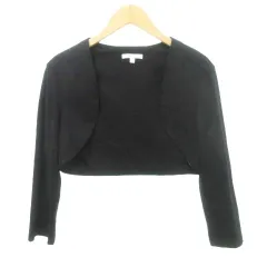 ポールカ PAULE KA 美品 ノーカラー ジャケット ショート丈 無地 薄手 Mサイズ 黒 ブラック ■YHS7のサムネイル