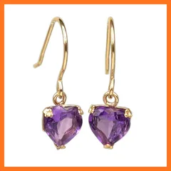 【新品】 [四葉のクローバー] 揺れるピアス 10金 ゴールド アメジスト ハート 2月誕生石 シンプル 華奢 10k K10 レディース 女性 ：Ma755 1