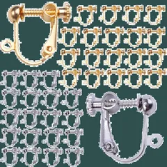 ネジバネ式 アクセサリーパーツ 耳穴なし DIY イヤリング パーツ 手作り用 基礎金具 手芸 40個 (ゴールド+シルバー各20個） イヤリングパーツ YINKE