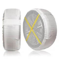 MOOKXUU 布製 タイヤチェーン 非金属 チェーン スノーソック スノータイヤチェーン 駆動輪2本分 振動無し 騒音無し タイヤを傷まない タイヤ 滑り止め ジャッキアップ不要 インストールが簡単 雪道･凍結･砂道･泥道 冬の必需品 軽自動車 チェーン規制