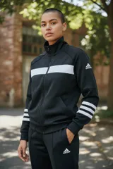 adidas アディダス 【160】 ジャージ トラックジャケット ブラック ホワイト スリーライン キッズ 大人もOK WT12-w1