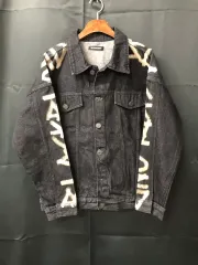 ブラックブロンド デニム プリンティング ジャケット