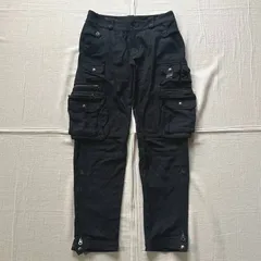 ～00s　vintage　旧タグ　ポロバイラルフローレン　ギミック　カーゴパンツ　軍パン　ウール混起毛生地　複数フラップポケット　裾ジップアップ・スナップボタン　牛革　カウレザー使用　ロゴ刻印　28/30　ダークグレー　gimmick cargo pants