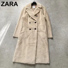 美品 ZARA ザラ フェイクファーロングコート シャギー フェイクムートンコート ダブルボタン 高級感 ベージュ エクリュ レディース XSサイズ デート お出かけ 通勤 防寒 暖か インスタ映え 完売品 高見え