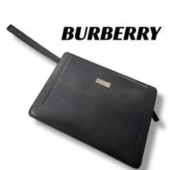 【美品】(2)バーバリー　クラッチバッグ　ブラック系　サフィアーノ