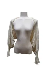 ウール混 アイボリー ボレロ ニット ショート カーディガン