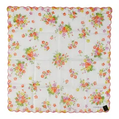 サンローラン フラワー 花柄 スカーフ ハンカチ ホワイト マルチカラー コットン レディース SAINT LAURENT【1-0203091】