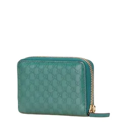 グッチ マイクロ グッチシマ ラウンドファスナー コインケース 小銭入れ 255452 グリーン レザー レディース GUCCI【1-0207756】