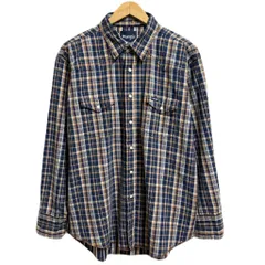 Wrangler ラングラー ウエスタンシャツ スナップボタン コットンシャツ チェック柄 ポケット付き 長袖シャツ 青×白×やまぶき色×赤 XLサイズ No.L959