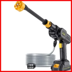 【数量限定】6L/分水量 6in1ノズル フォームノズル 6MPa高噴射圧力 5mホース付き 収納ケース バッテリー2個付き 軽量 高圧洗浄機 コードレス高圧洗浄機 充電式 日本語取扱説明書