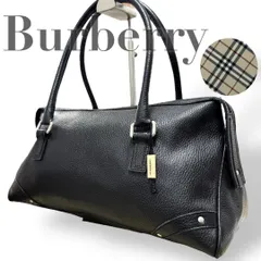 ☆★希少★BURBERRY　バーバリーロンドン★トートバッグ　ボストン　内側ノバチェック　肩掛け　ロゴ　ブラック　レザー★♯1917