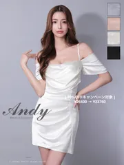 ホワイト 　 [ON2968-BL-2508] 【ANDY/アンディ】 半袖/ オフショルダー/ キャミ/ ドレープ/ バストジップ/ サテン/ タイト/ ミニドレス/ キャバドレス/ ローブドフルールグロッシー