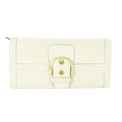 コーチ COACH 長財布 ロングウォレット 小銭入れあり レザー 革 バックル ライトベージュ /AO25 ■GY13