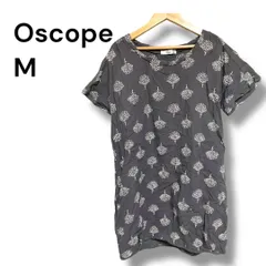 a1570 Oscope オスコープ 北欧風 ツリー柄 カットソー チュニック M グレー