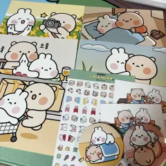 クマさんうさぎさん ポップアップグッズ まとめ (はがき、ステッカー、ピンバッジ など)
