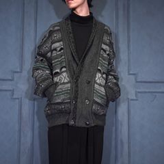 EU VINTAGE KRYSTYNA 3D KNIT DOUBLE JACKET/ヨーロッパ古着3Dニットダブルジャケット(カーディガン)
