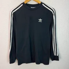 adidas アディダス ロンT 3ストライプ ブラック Lサイズ メンズ 古着 スポーツMIX ストリート