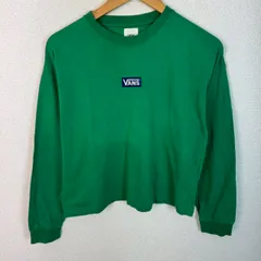 VANS バンズ ロンT ワンポイントロゴ グリーン Fサイズ レディース 古着 ストリート Y2K　短丈