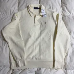(L) POLO RALPH LAUREN ポロラルフローレン カラーネック スウェット 長袖Tシャツ ベージュ