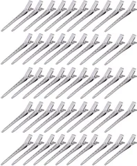 【人気商品】BetterJonny ダッカール ヘアクリップ プロ用 50本セット ワニ口クリップ 前髪 散髪 クリップ 美容業界 髪留め ヘアピン ワニクリップ ステンレス 前髪クリップ 9cm (シルバー)…