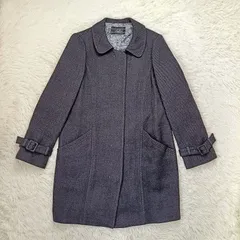 Leilian レリアン ステンカラーコート 9号 ウール グレー系 ロングコート レディース 女性用 日本製 裏地花柄