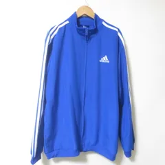 D647　美品　adidas　アディダス　ブルー　ジップ　トラックジャケット　ジャージ　メンズ　O　