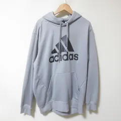D643　アディダス　adidas　グレー　ロゴ　フーディー　スウエット　トレーナー　プルオーバー　O　XL　メンズ　パーカー　
