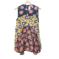 MARNI(マルニ) ワンピース サイズ38 S レディース - 黒×イエロー×マルチ ノースリーブ/ミニ/花柄