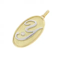 K18YG/K18WG イニシャルY ダイヤモンド ペンダント 0.03CT