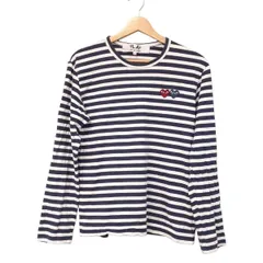 PLAY COMMEdesGARCONS(プレイコムデギャルソン) 長袖Tシャツ サイズS レディース - 白×ネイビー クルーネック/ボーダー