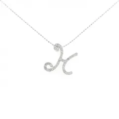 K18WG/750WG イニシャルH ダイヤモンド ネックレス 0.25CT