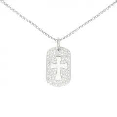 K18WG クロス ダイヤモンド ネックレス 1.12CT