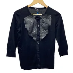 ランバンコレクション カーディガン サイズ38 M レディース美品 - 黒×シルバー クルーネック/七分袖/スタッズ/ビジュー